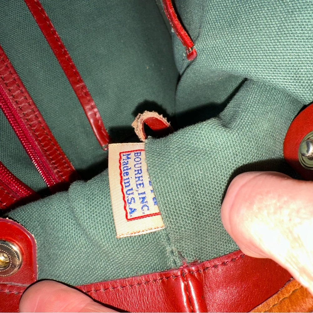 Plaid Tote Bag with Brown Leather Straps - Picture 6 of 9